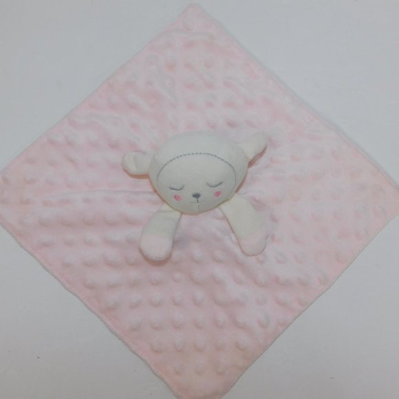 Kidget Pink White Baby Sheep lamb Plush Security Blanket Baby Lovey Nunu - Picture 3 of 5